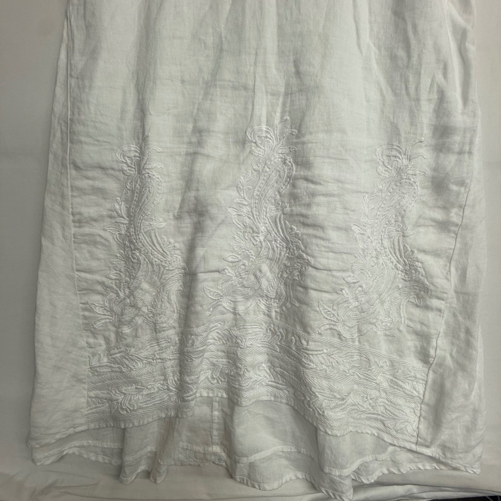Pure Jill Elements White Linen Embroidered Sleeveless Tunic Dress Medium Coastal - Picture 7 of 15